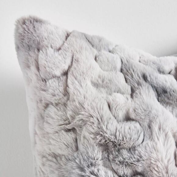 Anthropologie Luxe Sculpted Faux-Fur Pillow – Silver – Discontinued - Picture 2 of 4